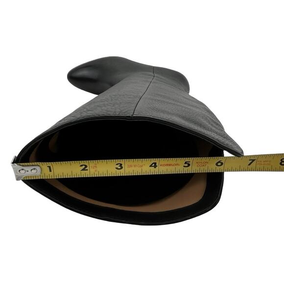 Johnston & Murphy Black Leather Knee-High Boots – Sleek Toe, V-Cut, Size 7M - Picture 8 of 13